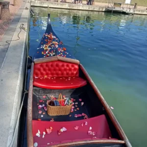 rose-petals-picnic-on-a-boat-zulumoon A private gondola docked at the waterfront, ready for you to take your seat on the best marriage proposal idea Durban has to offer.
